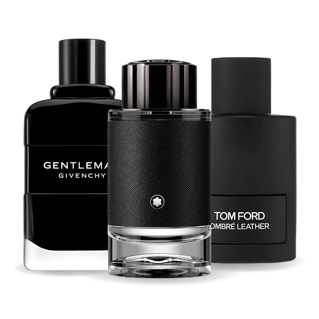 Combo promocional de 3 perfumes Tom Ford Ombre Leather,  Givenchy Gentleman, y Montblanc Explorer 100ml