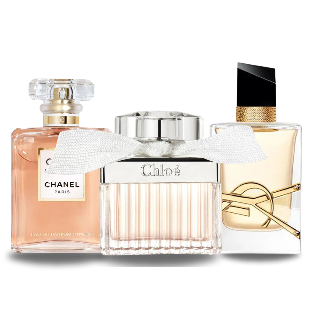 Combo de 3 Perfumes Chanel COCO MADEMOISELLE, Yves Saint Laurent LIBRE e CHLOÉ 100ml