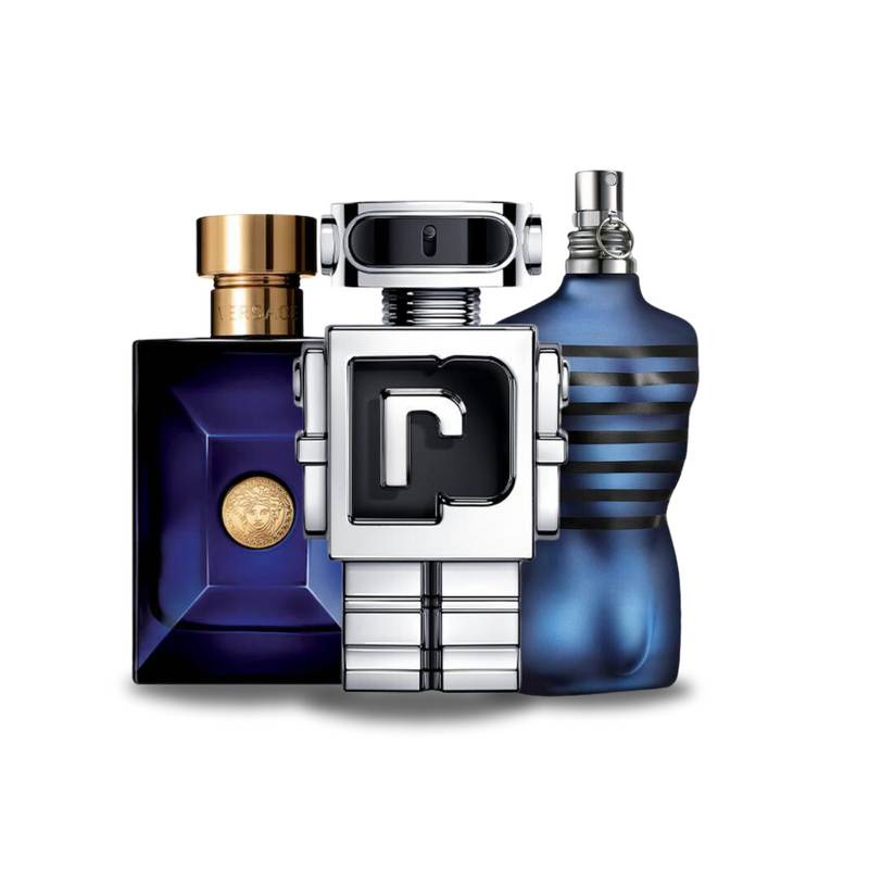 Combo promocional de 3 perfumes Versace DYLAN BLUE, Paco Rabanne PHANTOM y Jean Paul Gaultier ULTRA MALE 100ml